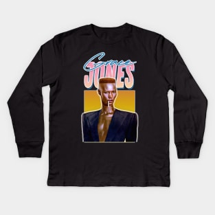 Grace Jones  80s Aesthetic Design Kids Long Sleeve T-Shirt